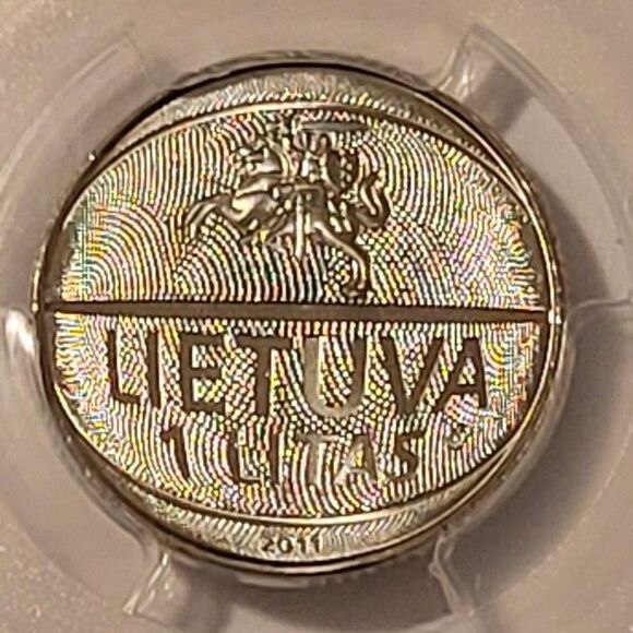 Lithuania 2011 Litas European Basketball Championship MS68 PCGS - Picture 3 of 4